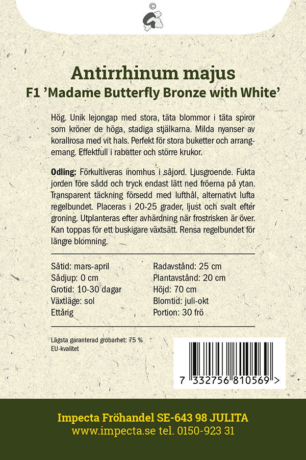 Frø Løvemund F1 Madame Butterfly Bronze with White