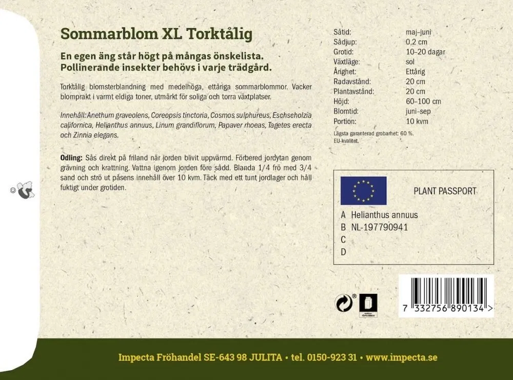 Frø Sommerblomster XL Tørketålende