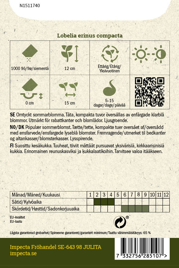 Frø Kantlobelia Kejser Wilhelm